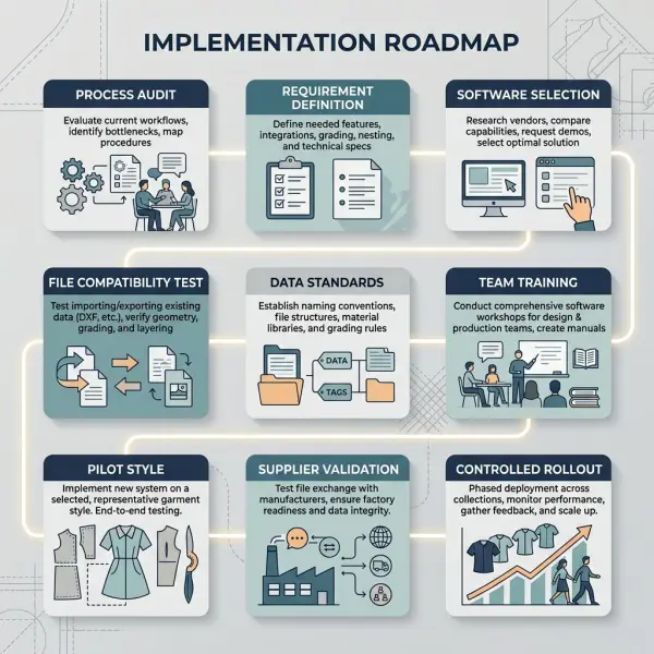 Implementation roadmap for introducing digital pattern-making software into a fashion business Implementation roadmap for introducing digital pattern-making software into a fashion business