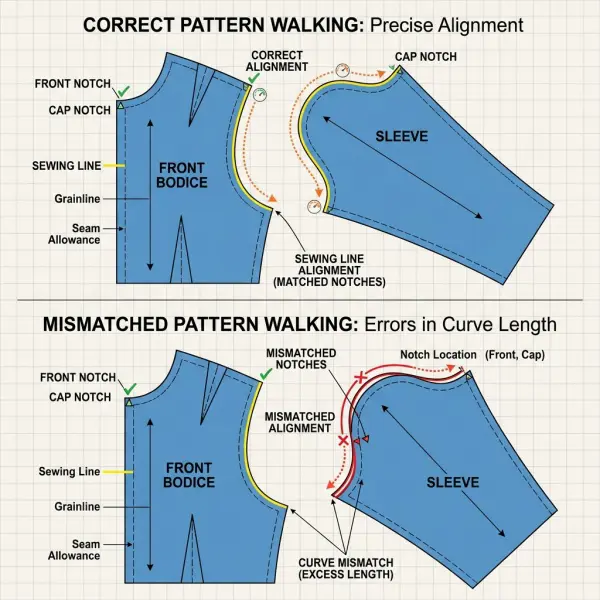 Digital comparison of matching garment seam lines during pattern verification Digital comparison of matching garment seam lines during pattern verification