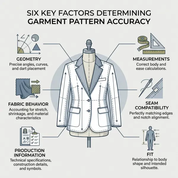 Framework showing the factors that determine garment pattern accuracy
