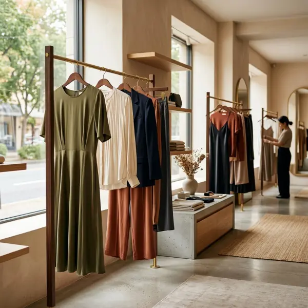 Koleksi pakaian premium berbahan cupro ditampilkan di butik fashion modern
