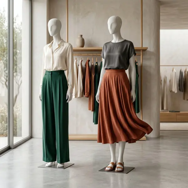 Rok dan celana longgar berbahan cupro dalam koleksi fashion modern