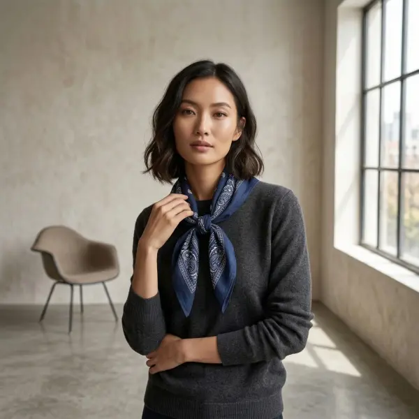 Model memadukan slayer kain dengan pakaian kasual modern