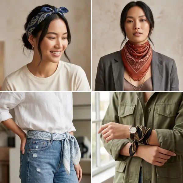 Model mengenakan slayer kain dengan berbagai gaya fashion modern