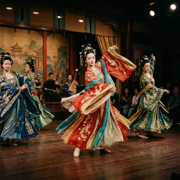 Penampilan seni budaya menggunakan pakaian tradisional Cina