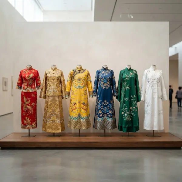 Berbagai warna baju tradisional Cina dengan makna budaya yang berbeda