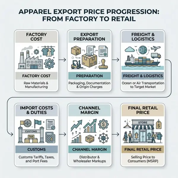Framework showing how apparel export costs can reduce product margin