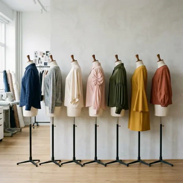 Berbagai model lengan baju wanita pada koleksi pakaian di studio fashion Berbagai model lengan baju wanita pada koleksi pakaian di studio fashion