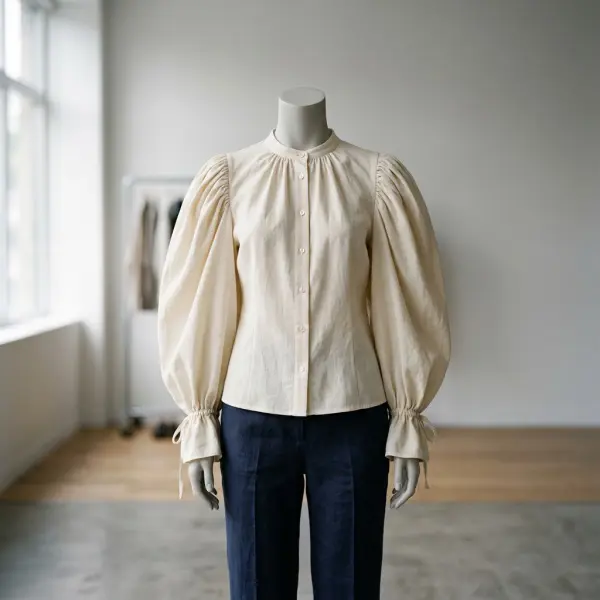 Contoh puff sleeve pada blouse wanita dengan lengan mengembang