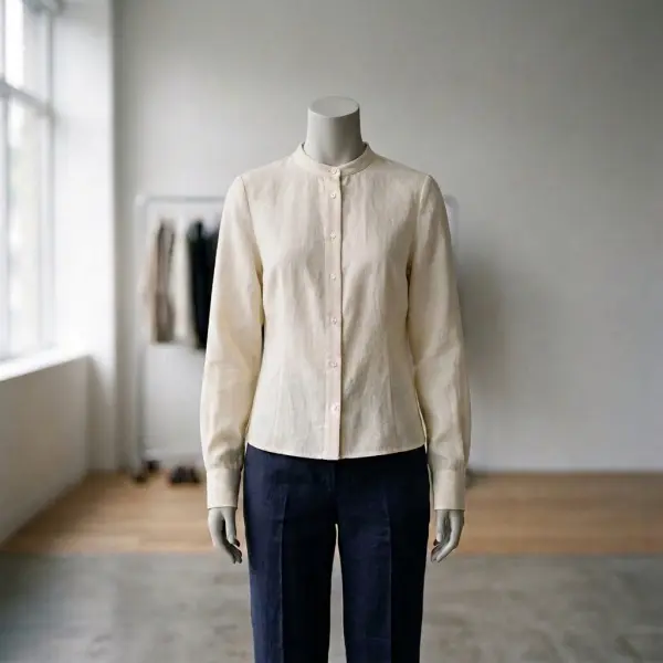 Contoh set-in sleeve pada blouse wanita dengan konstruksi lengan klasik