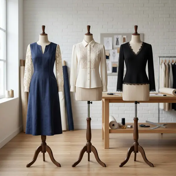 Contemporary garments using lace as overlays, sleeves, trims, and structured panels