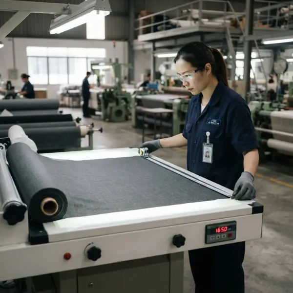Pemeriksaan kualitas kain Microtex menggunakan standar inspeksi sebelum produksi
