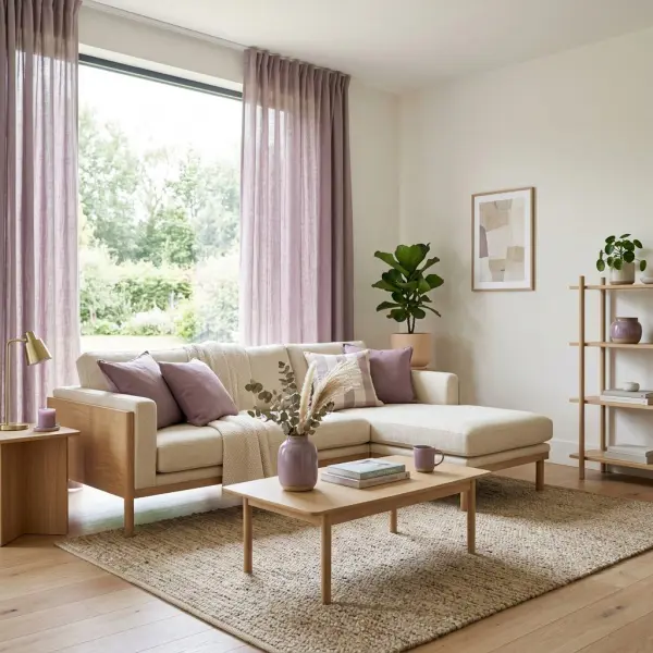 Ruang interior modern dengan aksen warna taro
