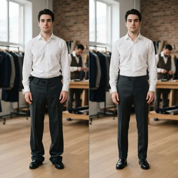 Before and after comparison showing improved garment balance through alteration