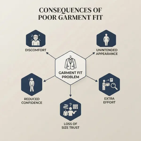 Framework showing how garment fit problems affect customer satisfaction