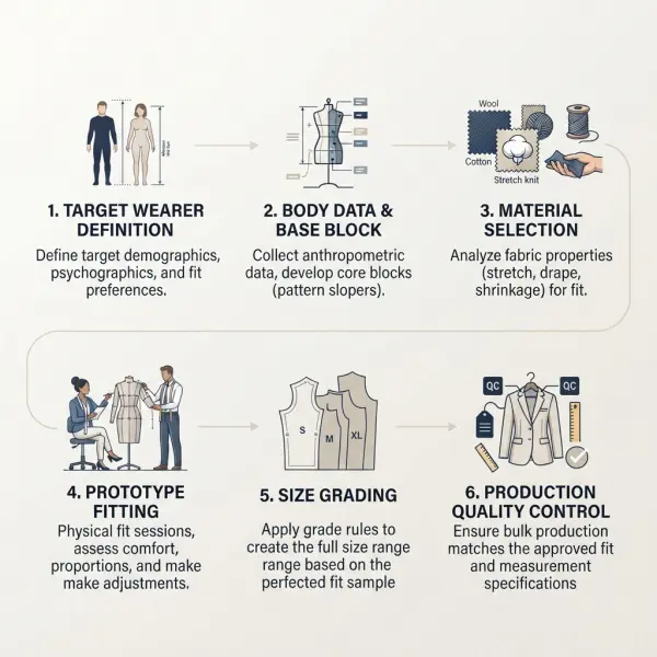 Garment fit development workflow from customer profile to production approval Garment fit development workflow from customer profile to production approval