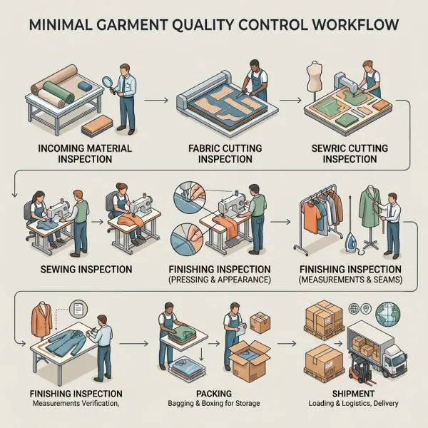 Diagram alur tahapan quality control dalam proses produksi garmen