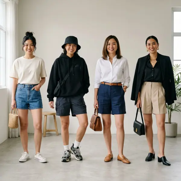 Inspirasi mix and match berbagai model celana pendek wanita dengan beragam gaya berpakaian