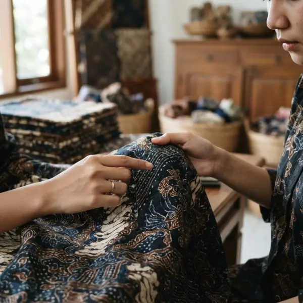 Pemeriksaan detail motif batik tulis menggunakan pengamatan jarak dekat