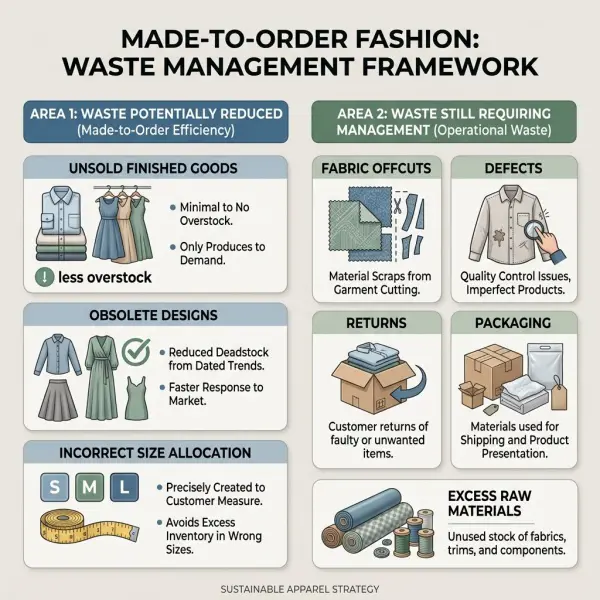 Framework comparing waste prevented and waste remaining in made-to-order fashion Framework comparing waste prevented and waste remaining in made-to-order fashion