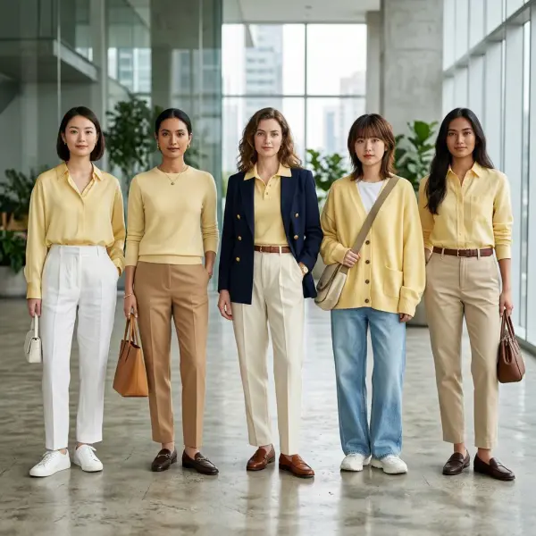Inspirasi kombinasi butter yellow untuk gaya minimalis, quiet luxury, old money, Korean style, dan smart casual
