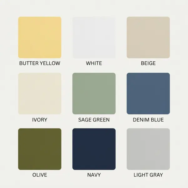 Palet warna butter yellow dipadukan dengan warna netral dan earthy tone untuk inspirasi fashion