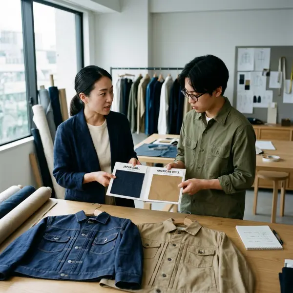 Tim fashion brand mengembangkan koleksi jaket menggunakan kain drill