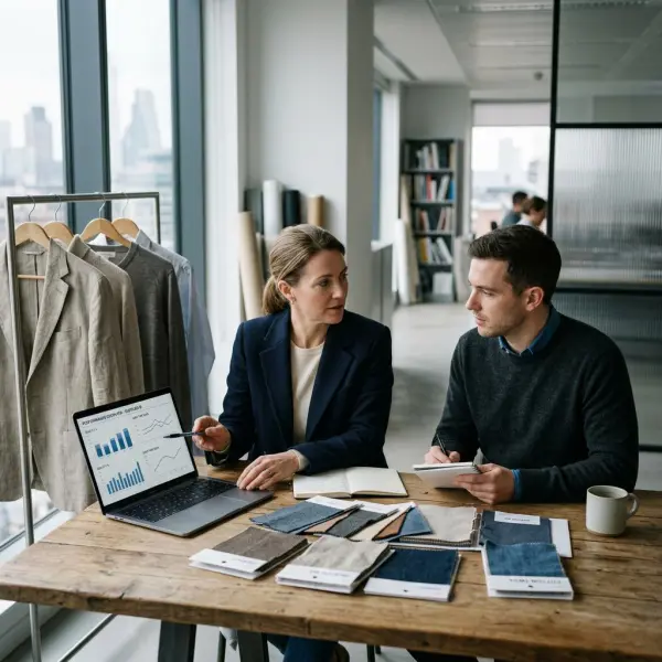 Apparel brand team reviewing supplier quality, delivery, cost, and capacity performance