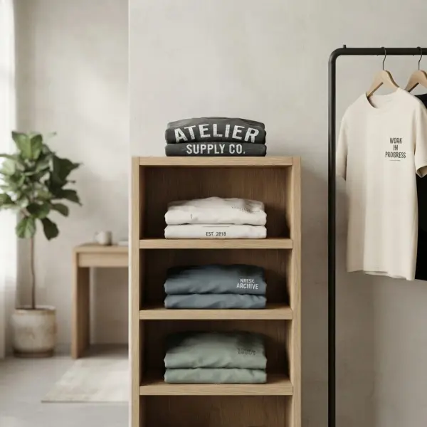 Koleksi kaos premium menggunakan teknik sablon discharge pada brand fashion
