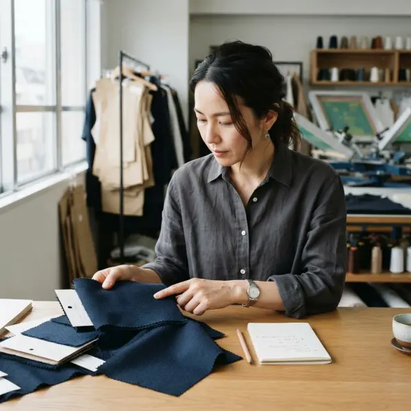 Pemilihan kain katun untuk proses sablon discharge di studio produksi