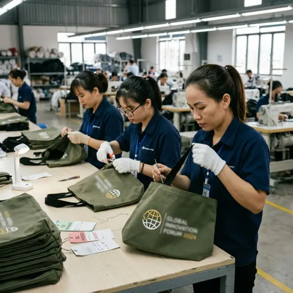 Pemeriksaan kualitas goodie bag custom sebelum proses pengemasan Pemeriksaan kualitas goodie bag custom sebelum proses pengemasan