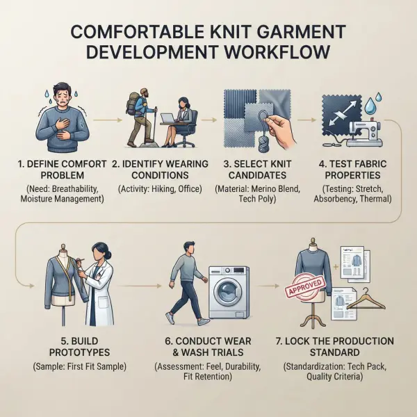 Seven-step workflow for developing comfortable knit clothing Seven-step workflow for developing comfortable knit clothing