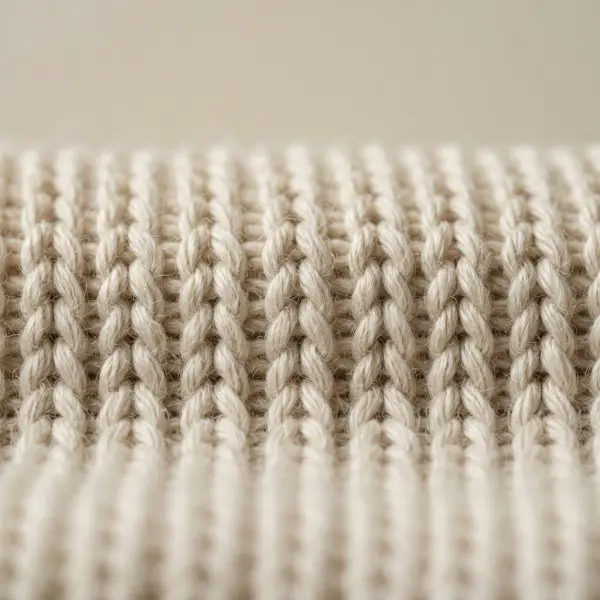 Macro close-up showing the intermeshing loop structure of a knitted fabric Macro close-up showing the intermeshing loop structure of a knitted fabric
