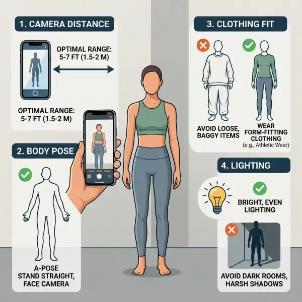Factors affecting AI body measurement estimates from customer photographs Factors affecting AI body measurement estimates from customer photographs