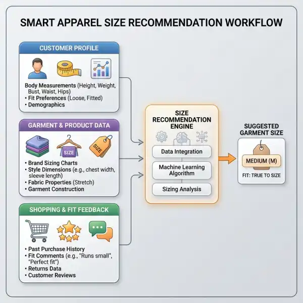 Data inputs used by fashion size recommendation systems