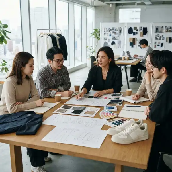 Tim fashion brand mengevaluasi koleksi hip hop fashion dan streetwear sebelum produksi