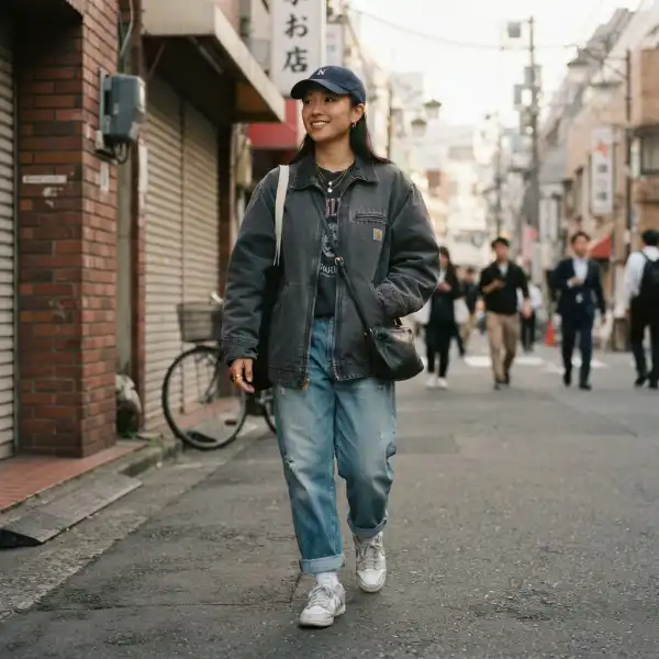 Gaya hip hop fashion modern dengan jaket oversized, sneakers, dan aksesori khas budaya urban