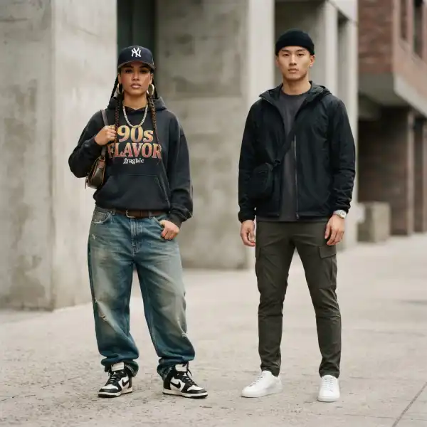 Perbandingan karakter visual outfit hip hop fashion dan streetwear modern