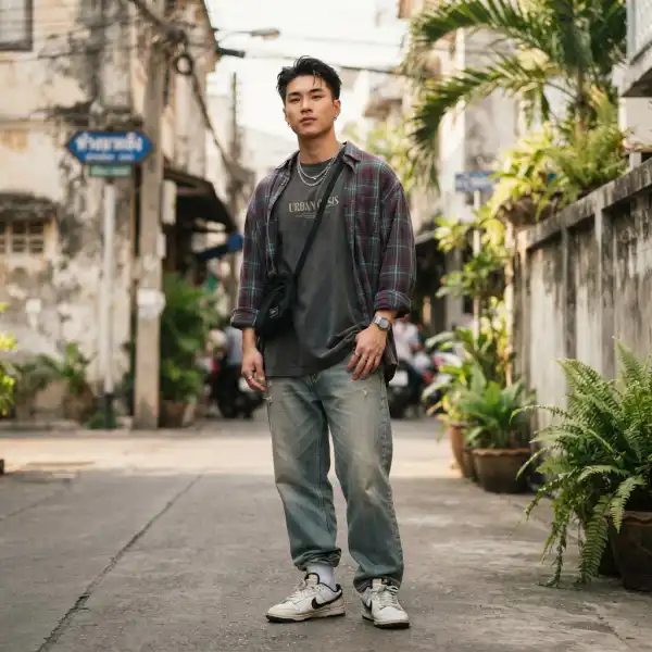 Contoh layering outfit hip hop yang sesuai dengan iklim tropis Indonesia