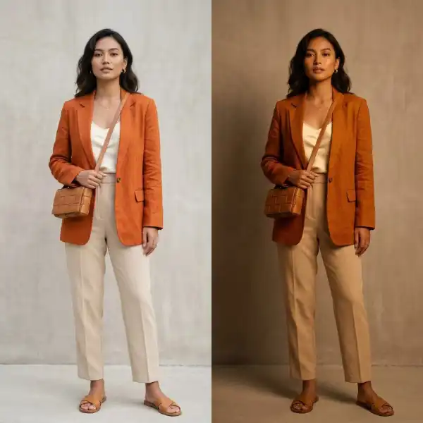 Tim fotografi fashion memotret produk dengan pencahayaan yang konsisten untuk menjaga akurasi warna