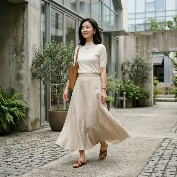 A-Line Maxi Skirt dengan siluet melebar yang elegan pada 2026