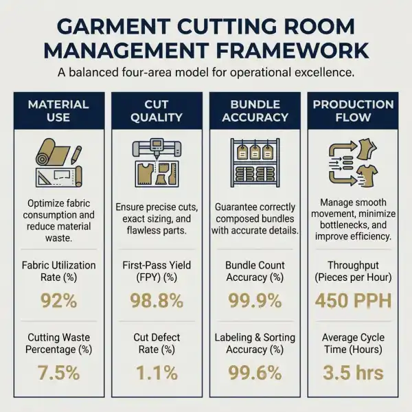 Framework of key garment cutting room performance measures