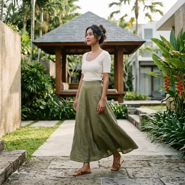 Maxi skirt berbahan ringan untuk cuaca tropis Indonesia