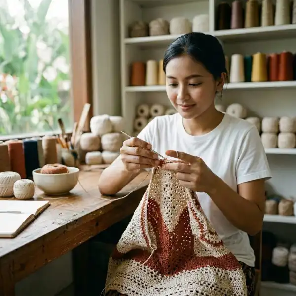 Proses pengerjaan crochet sebagai representasi craftsmanship dalam fashion
