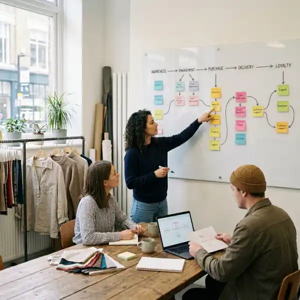 Fashion business team mapping CRM customer touchpoints and responsibilities Fashion business team mapping CRM customer touchpoints and responsibilities