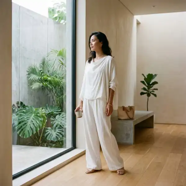 Cloud Dancer sebagai warna fashion dengan kesan tenang dan lapang