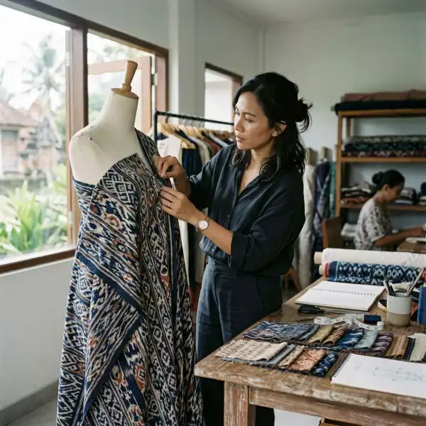 Desainer fashion mengembangkan koleksi kontemporer menggunakan kain lokal beridentitas Indonesia