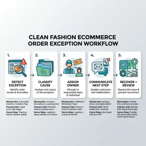 Fashion ecommerce order exception workflow with detection ownership communication and recovery
