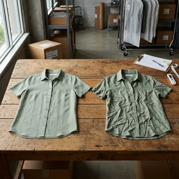Comparison of correctly cooled garment packing and premature packing that causes fold marks