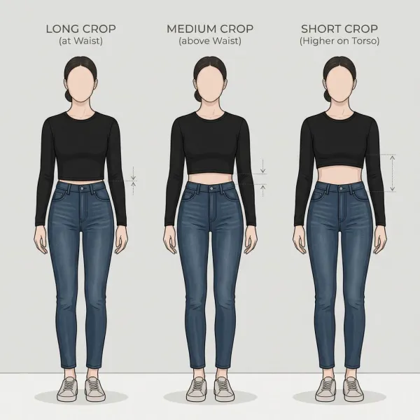 Perbandingan proporsi tubuh dengan beberapa posisi hemline crop top