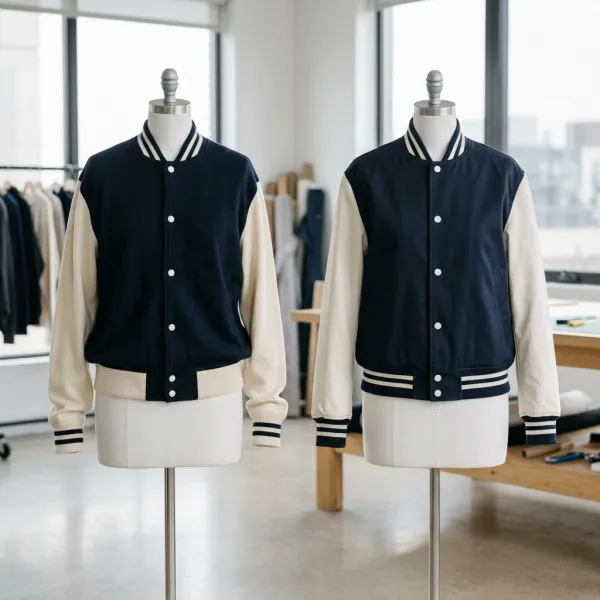 Perbedaan siluet jaket baseball dari material knit dan woven